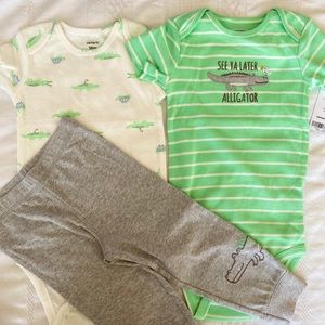 NWT - Carter’s 3 pc Alligator Baby Set 18 MT